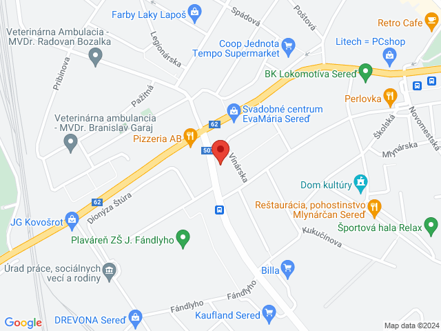 Google map: Cukrovarská 4475/1c, 926 01  Sereď